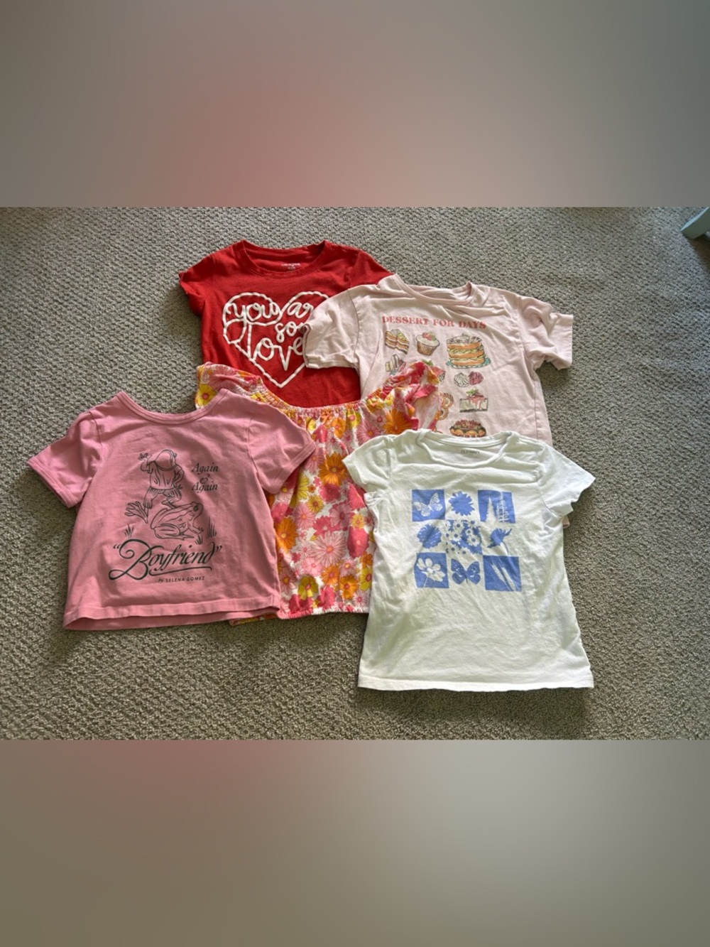 Cat & Jack Girls Short Sleeve Tee Pack - Red, Pink, White, Light Pink